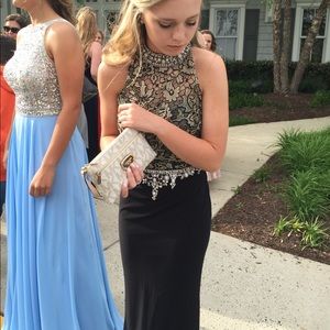 Black and Gold Prom Dress